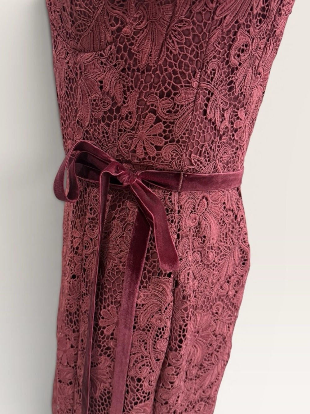 Muse by Marchesa Cypress Corded Lace Floral Applique Sweetheart Dress NWT Garnet - Picture 15 of 15